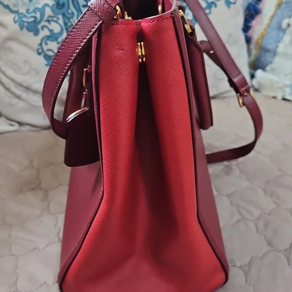Prada Burgundy Leather Tote Bag - Picture 8 of 13